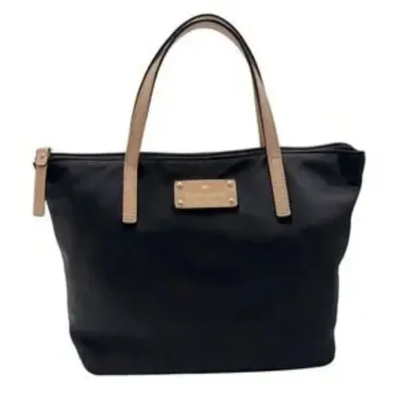 Kate Spade Kennedy Park Sophie Black Nylon Tote with Tan Handles- EUC - Picture 2 of 9
